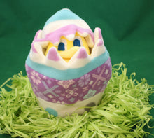 Load image into Gallery viewer, This Peek a boo Puppet is a yellow chick in an Easter egg. It is made of fleece with sewn on eyes. It is washable and safe for all ages.