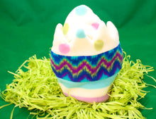 Load image into Gallery viewer, This Peek a boo Puppet is a yellow chick in an Easter egg. It is made of fleece with sewn on eyes. It is washable and safe for all ages.