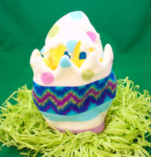 Load image into Gallery viewer, This Peek a boo Puppet is a yellow chick in an Easter egg. It is made of fleece with sewn on eyes. It is washable and safe for all ages.