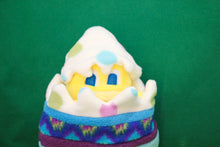 Load image into Gallery viewer, This Peek a boo Puppet is a yellow chick in an Easter egg. It is made of fleece with sewn on eyes. It is washable and safe for all ages.