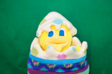 Load image into Gallery viewer, This Peek a boo Puppet is a yellow chick in an Easter egg. It is made of fleece with sewn on eyes. It is washable and safe for all ages.