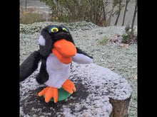 Load and play video in Gallery viewer, Here is the El Puppet Creations Penguin puppet out in the snow. The first snow of the season. This puppet has a nice big beak that fits your hand so you can make the penguin talk or make fun expressions. The wings have enough room for your fingers to make them flap about. The penguin has nice fluffy tail feathers and shiny orange feet. The snow is no challenge for this penguin as penguins are from Antarctica.
